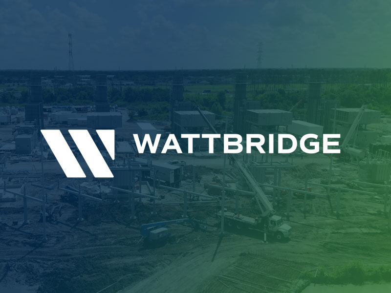 wattbridge logo over natural gas power plant operated by wattridge